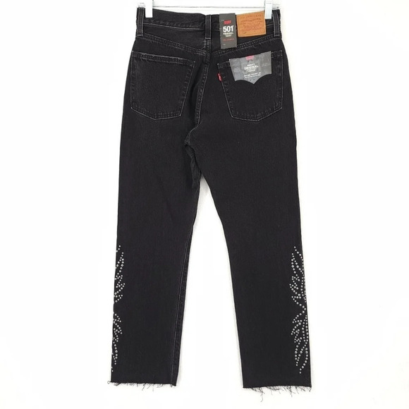 Levi's 501 Studded Cropped Jeans - Picture 3 of 8